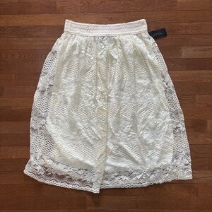 Cream All Over Lace Midi Skirt NWT